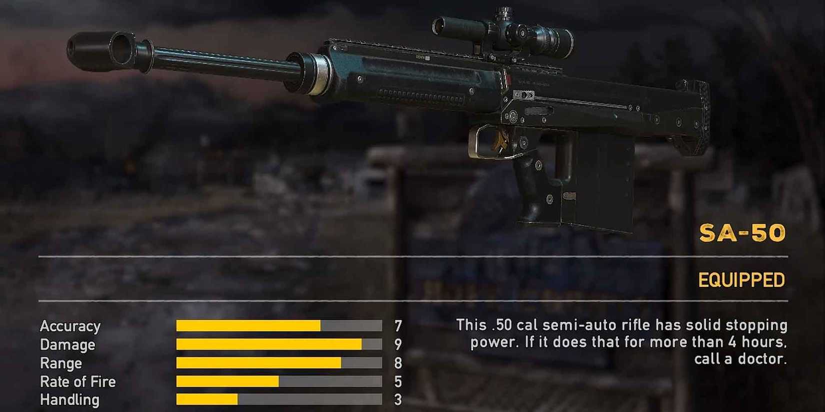 The SA-50 semi-auto sniper rifle in Far Cry 5