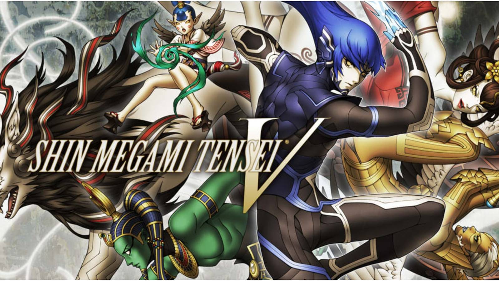 SMT 5 promo art Protagonist and demons