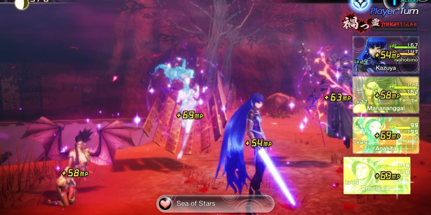 SMT V Principality using Sea of Stars to recover the party's MP