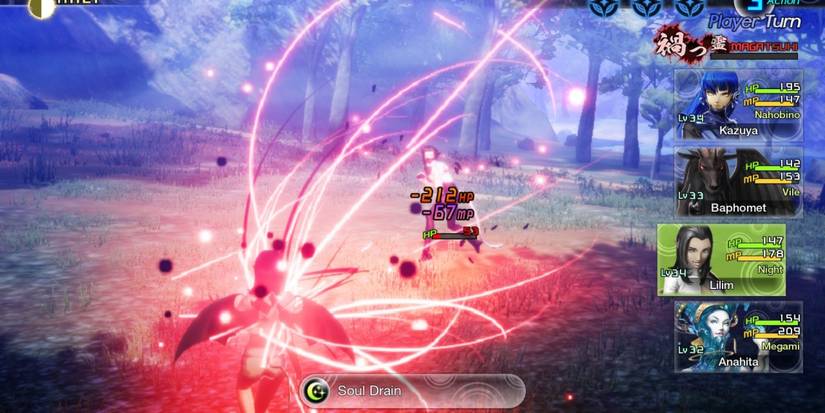 SMT V Lilim using Soul Drain on a Nekomata