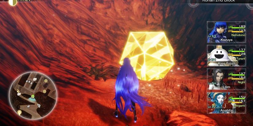 SMT 5 the protagonist in front of a treasure box