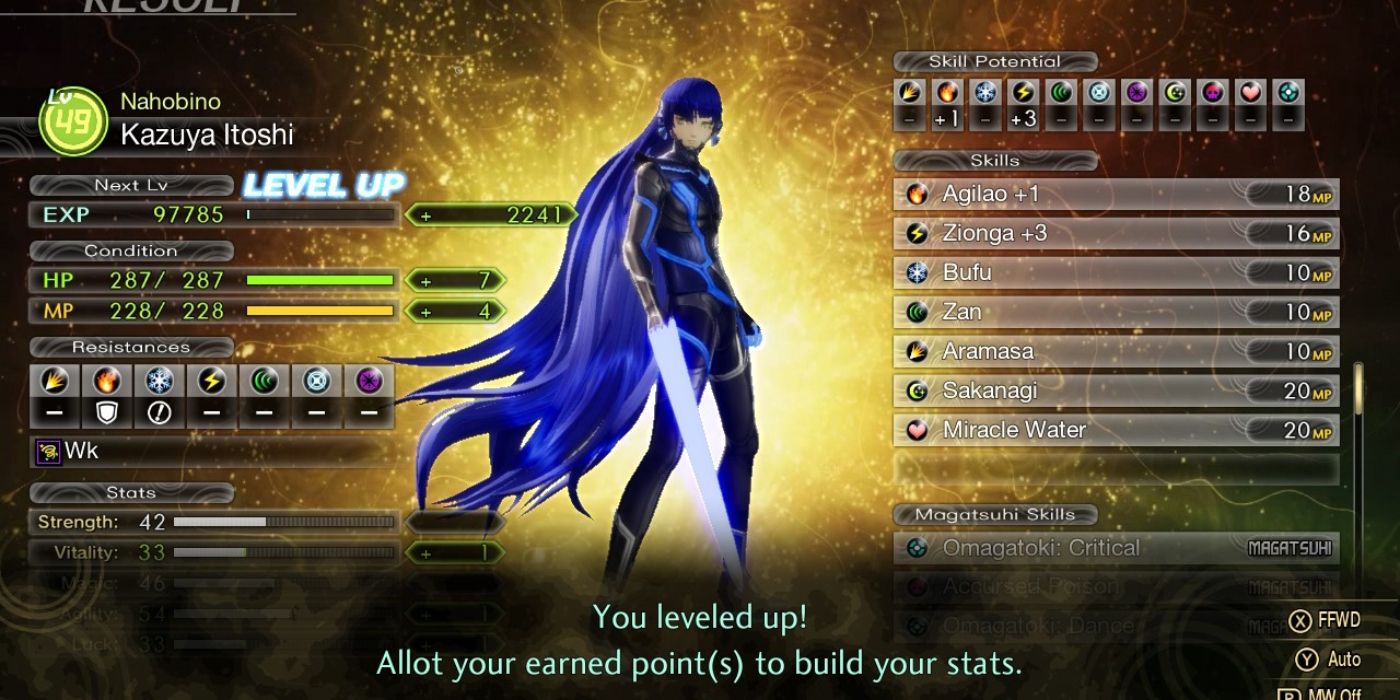 SMT5 the player being prompted to spend their bonus stat point