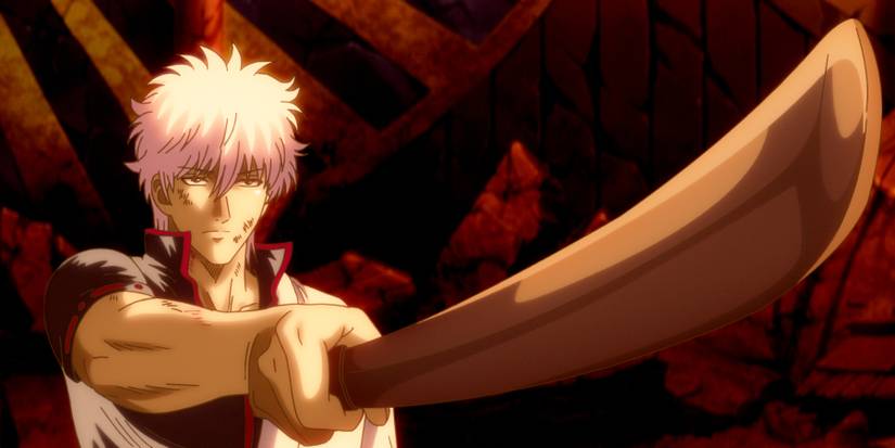 Sakata Gintoki pointing his sword