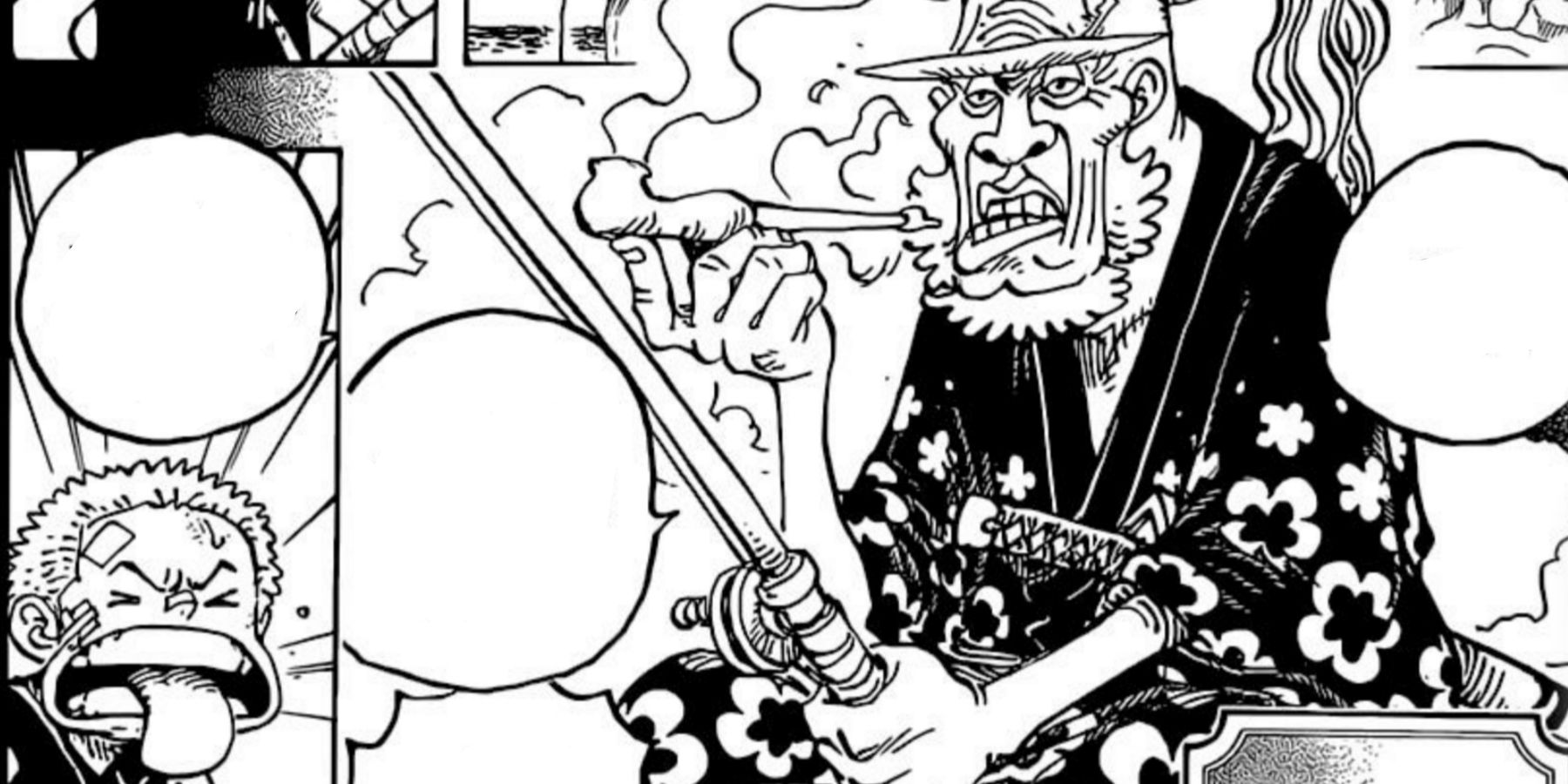 Shimotsuki Kozaburo smoking a pipe