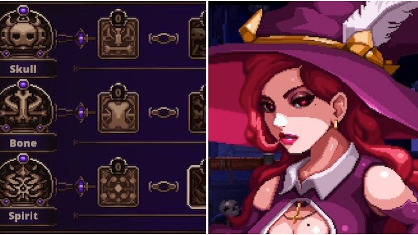 The Trait menu and the Witch from Skul: The Hero Slayer