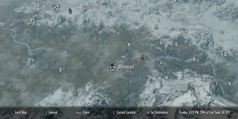 Skyrim - Travel to Whiterun on map
