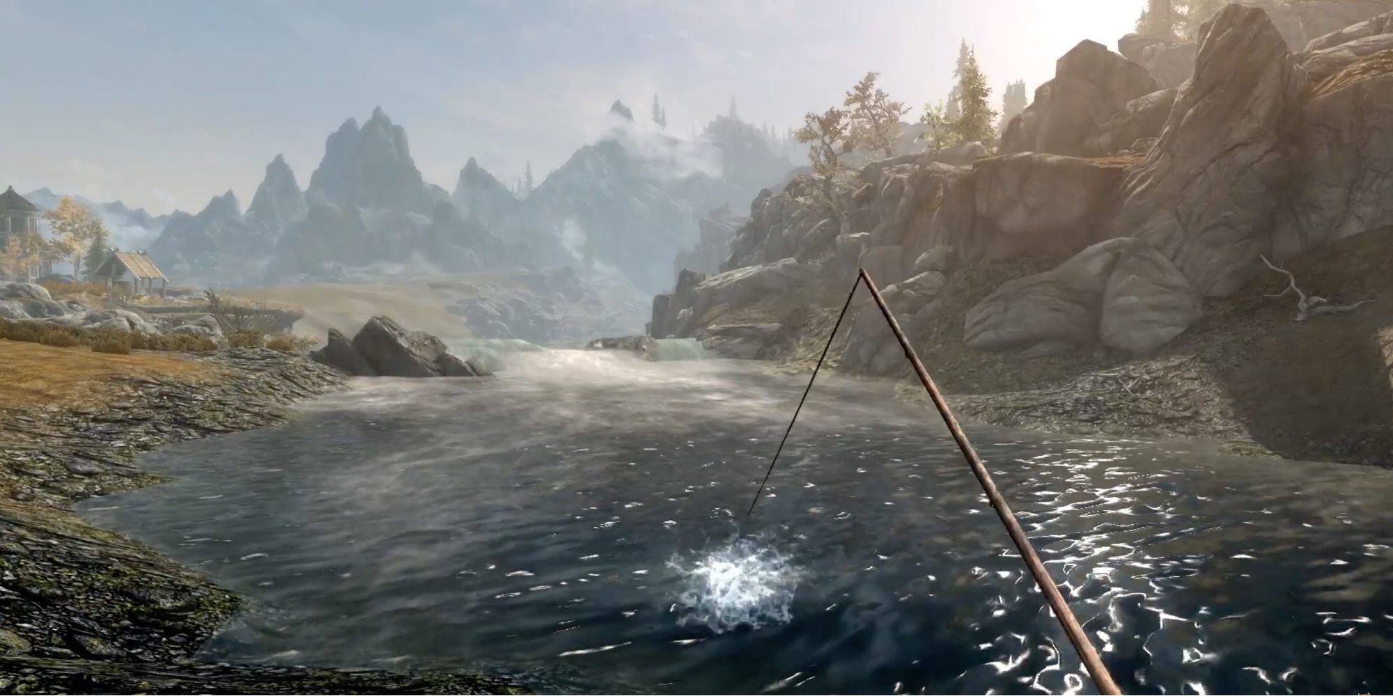 Skyrim - The Dragonborn fishing in the river