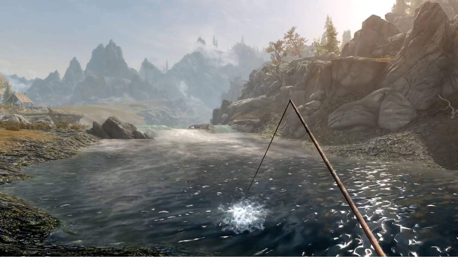 Skyrim - The Dragonborn fishing in the river