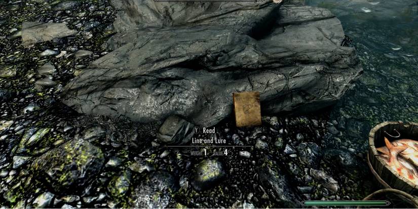 Skyrim - The book Line And Lure found on a riverbed