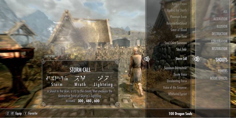 Skyrim - The Dragonborn equipping Storm Call shout
