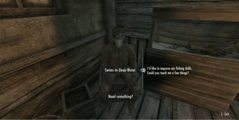 Skyrim - Swims-In-Deep-Water seated in Riften Fishery