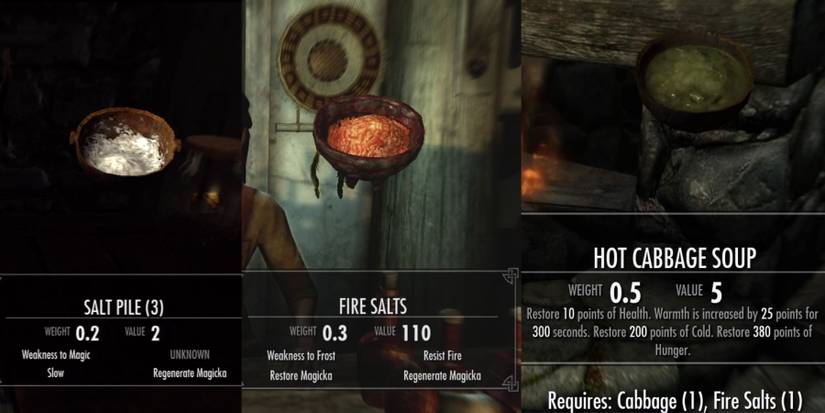 Skyrim Anniversary Edition Salt Pile Fire Salts Hot Cabbage Soup