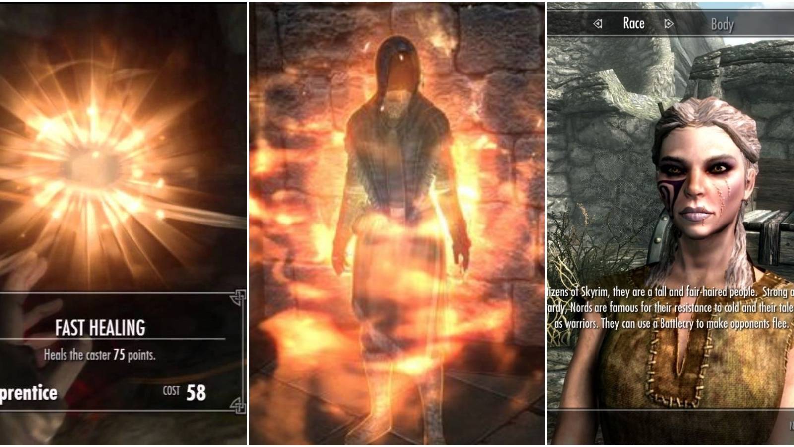 Skyrim Anniversary Edition Fast Healing Flame Cloak Nord female