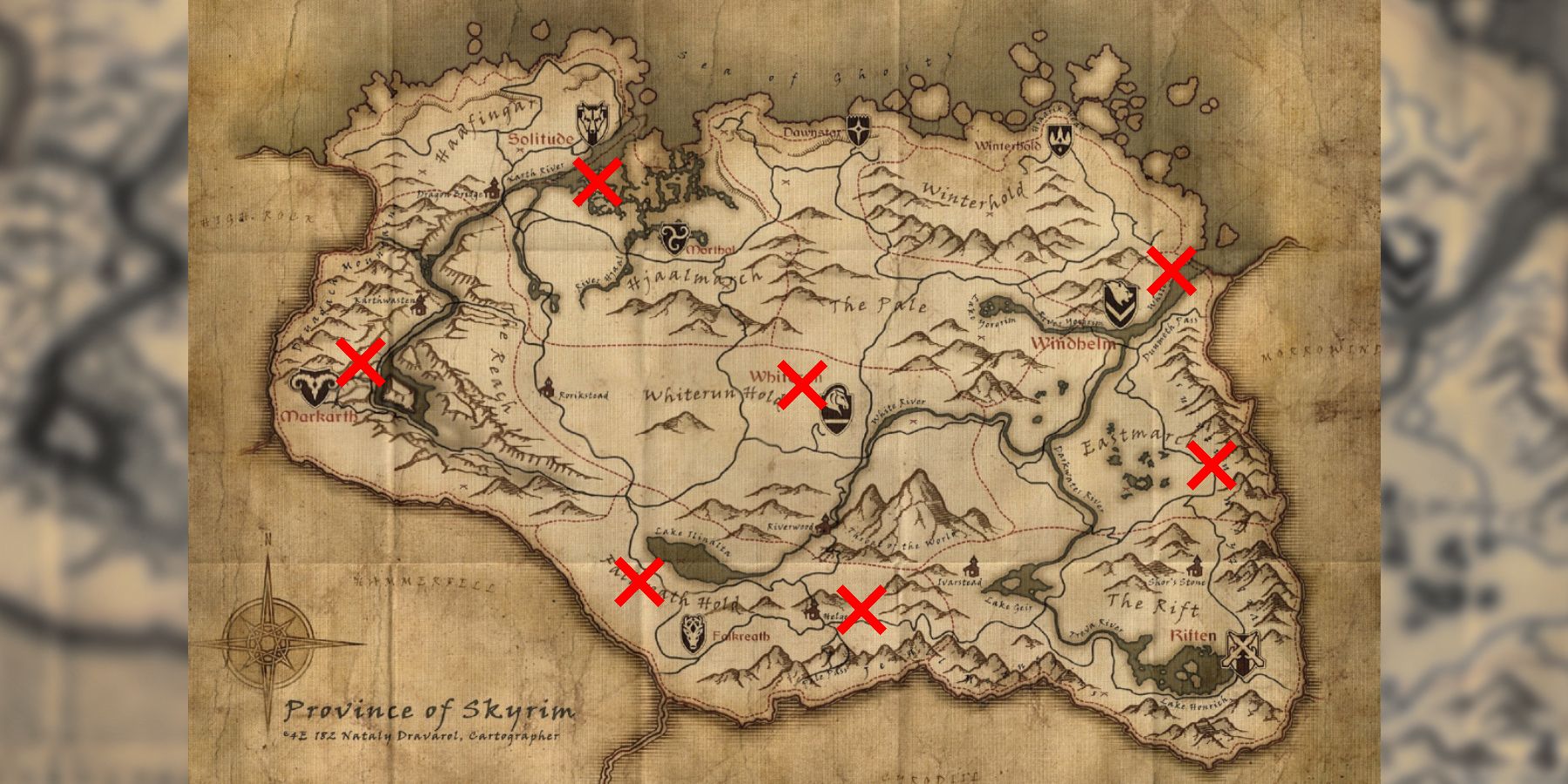 Skyrim Anniversary Карта местоположений диких лошадей