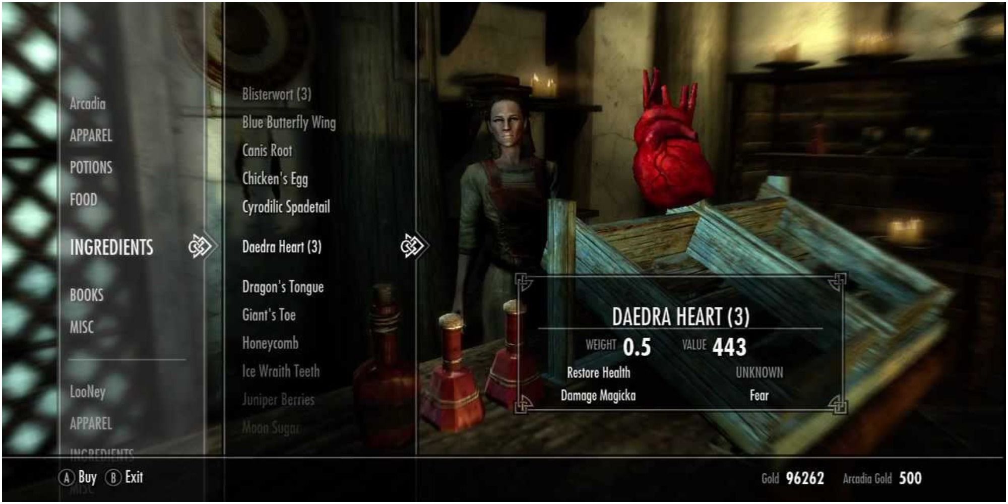 Skyrim Buying A Daedra Heart From A Vendor