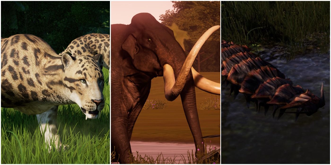 Smilodon, the woolly mammoth, and Arthropleura in Jurassic World Evolution