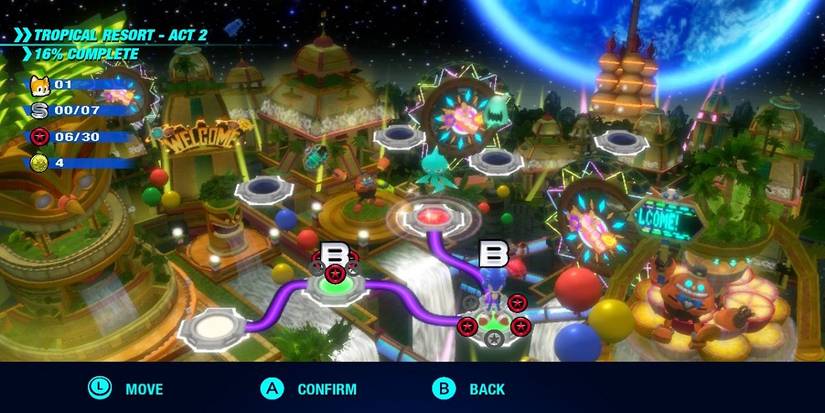 Incomplete Sonic Colors Ultimate Tropical Result Stage Select Map