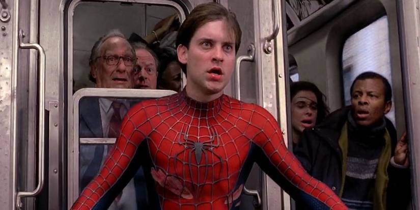 Tobey Maguire in Spider-Man-2 train scene