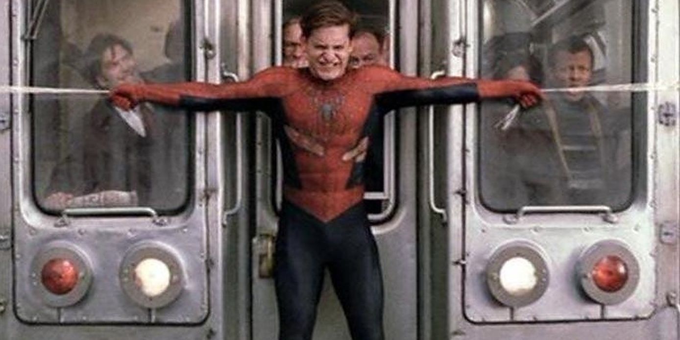 Сцена с поездом Человека-паука