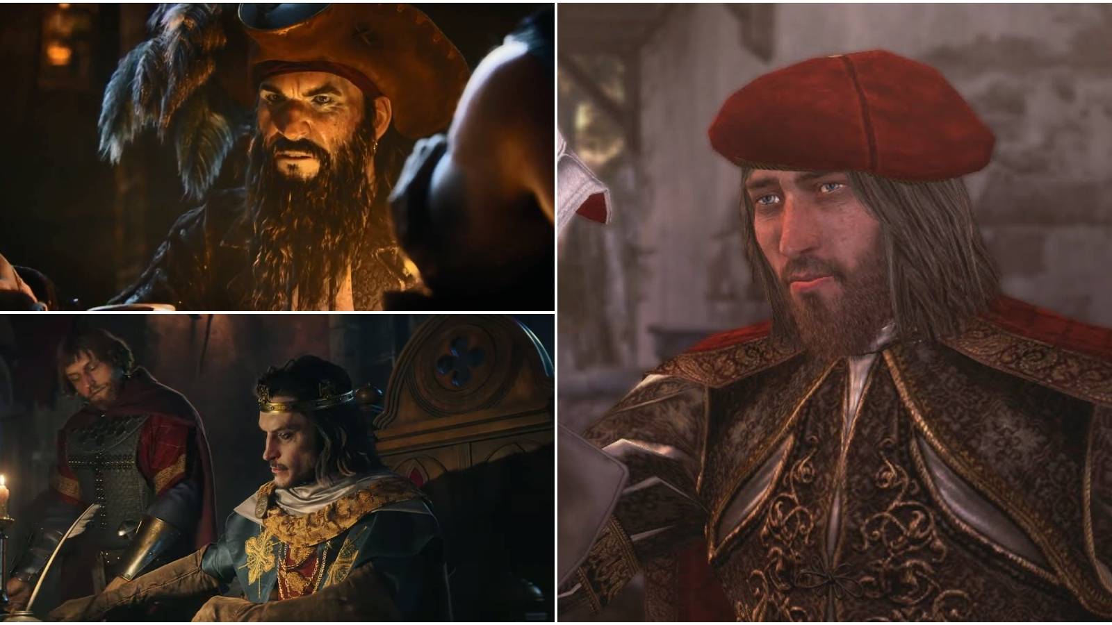 A Split Image Of Accurate Historic Figures In Assassin's Creed