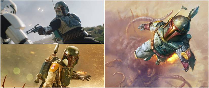A Split Image Of Boba Fett's Armor