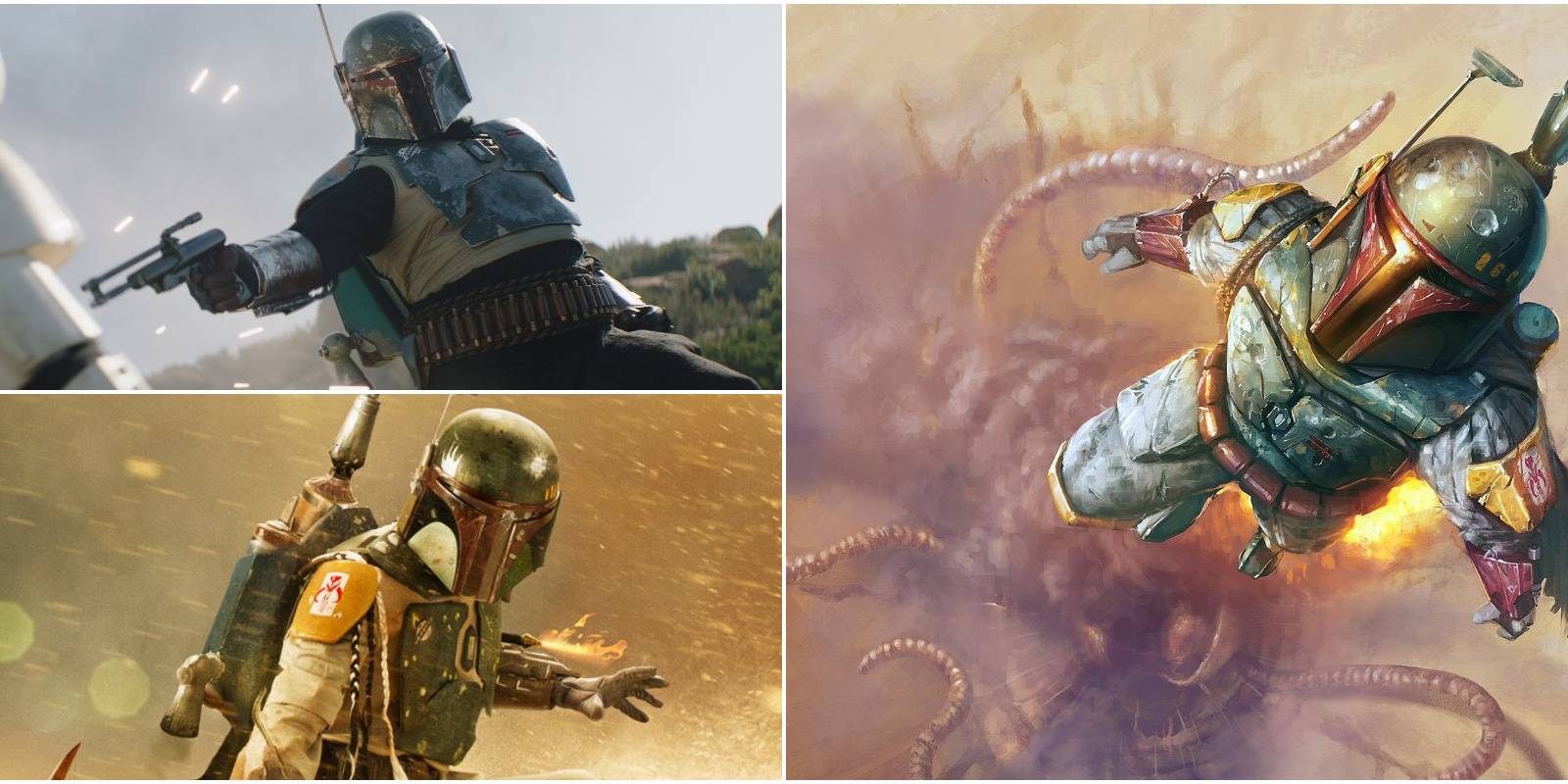A Split Image Of Boba Fett's Armor