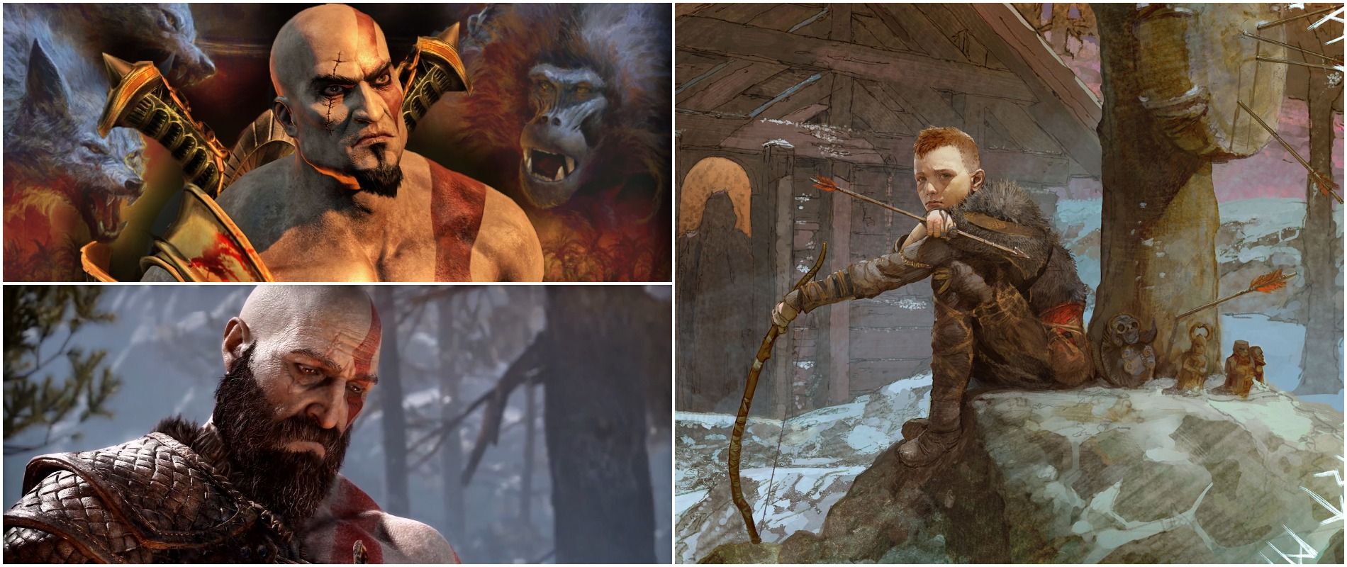 A Split Image Of Things That Happened Between GoW3 And GoW (2018)