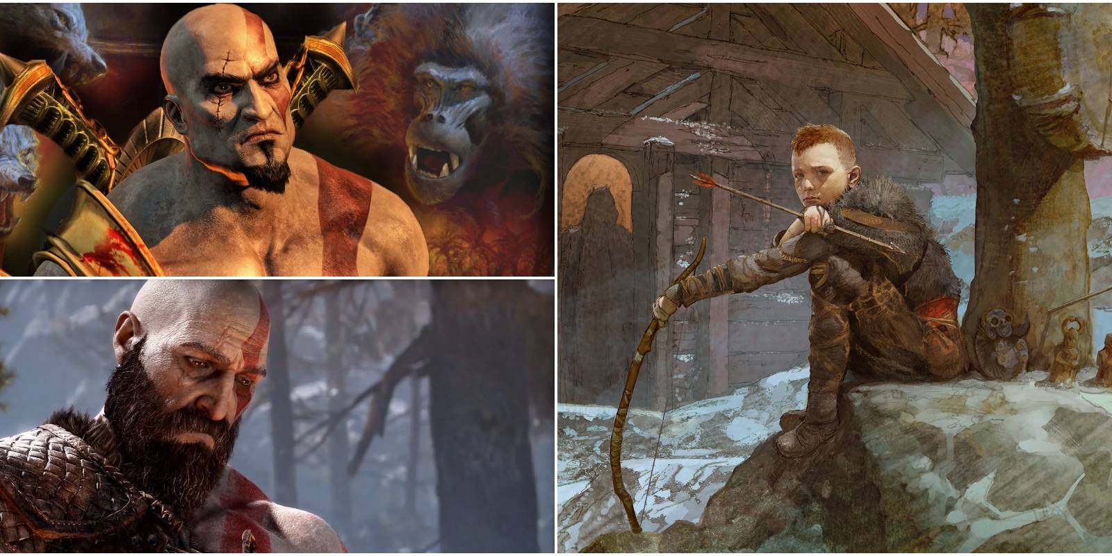 A Split Image Of Things That Happened Between GoW3 And GoW (2018)