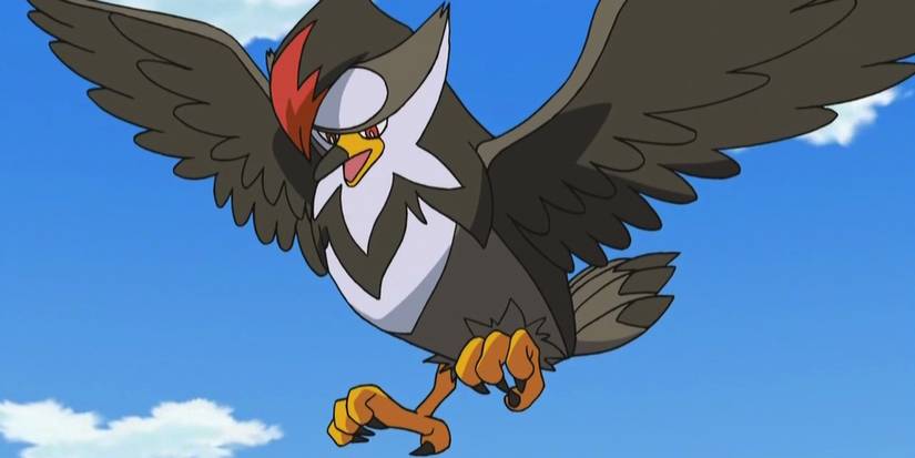 Staraptor flying in Pokemon battle 