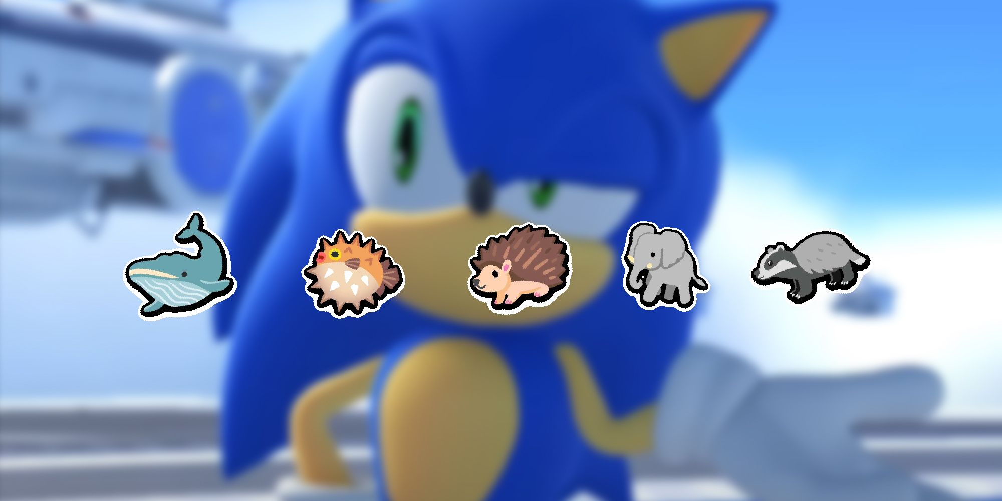 Super Auto Pets - PNG Of All The Self-Damage Units Overlaid On Image Of Sonic Looking Smug