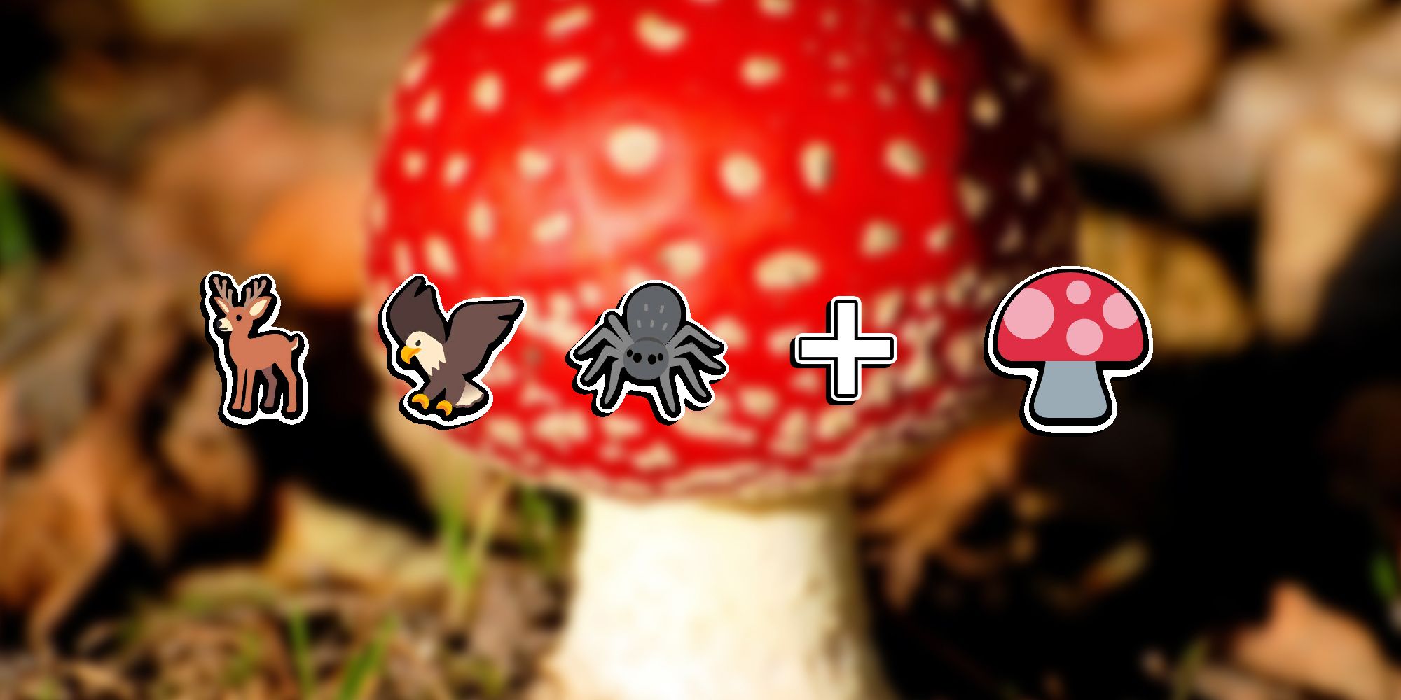 Super Auto Pets - PNG Of All The Units That Benefit From Mushroom Item Overlaid On Image Of Real Life Mario-Like Mushroom