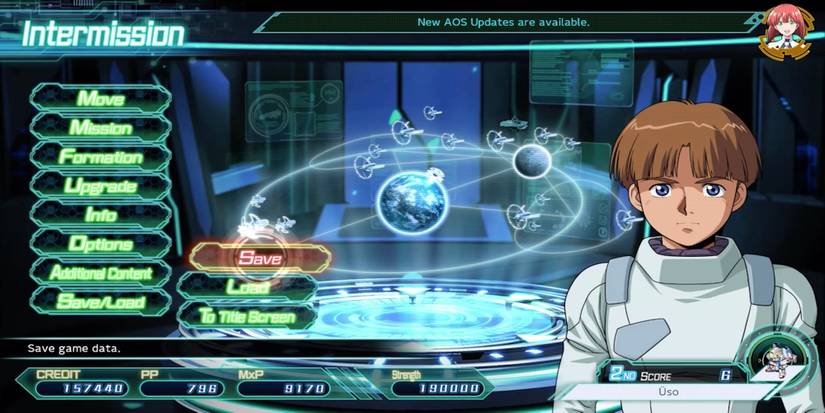 The Intermission menu from Super Robot Wars 30