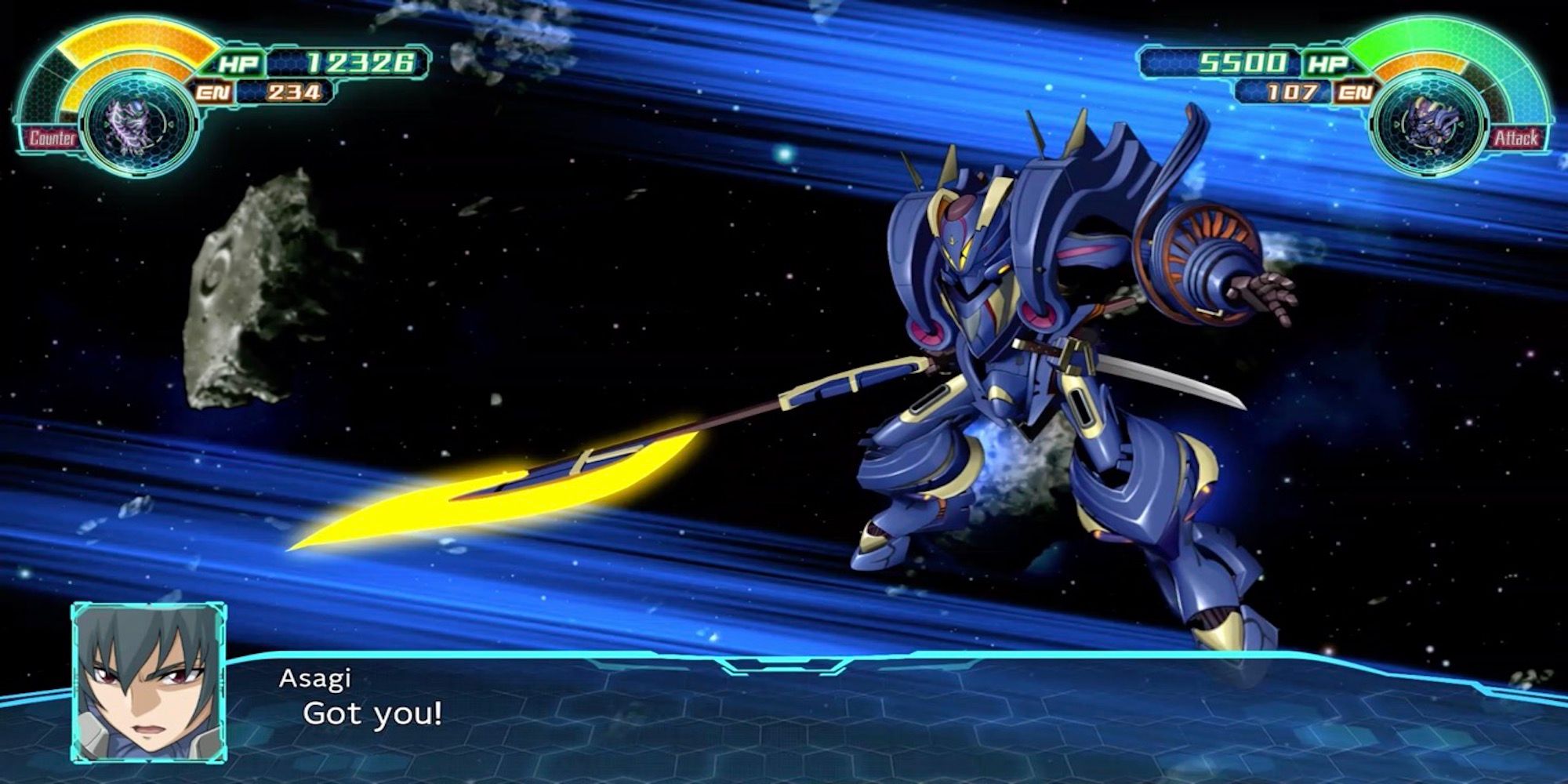 Asagi in battle from Super Robot Wars 30