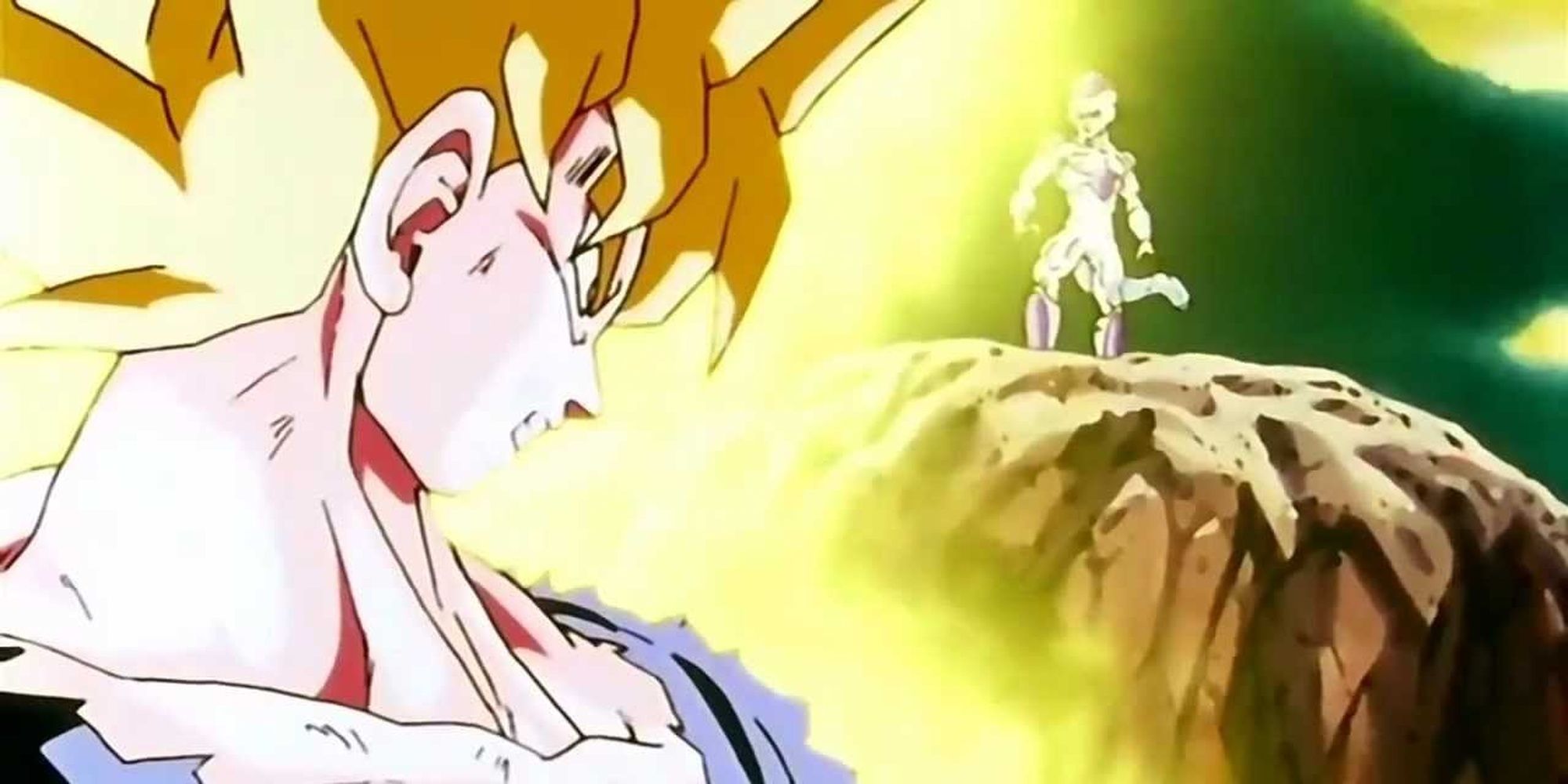 Super Saiyan Goku regardant Freezer sur Namek Cropped