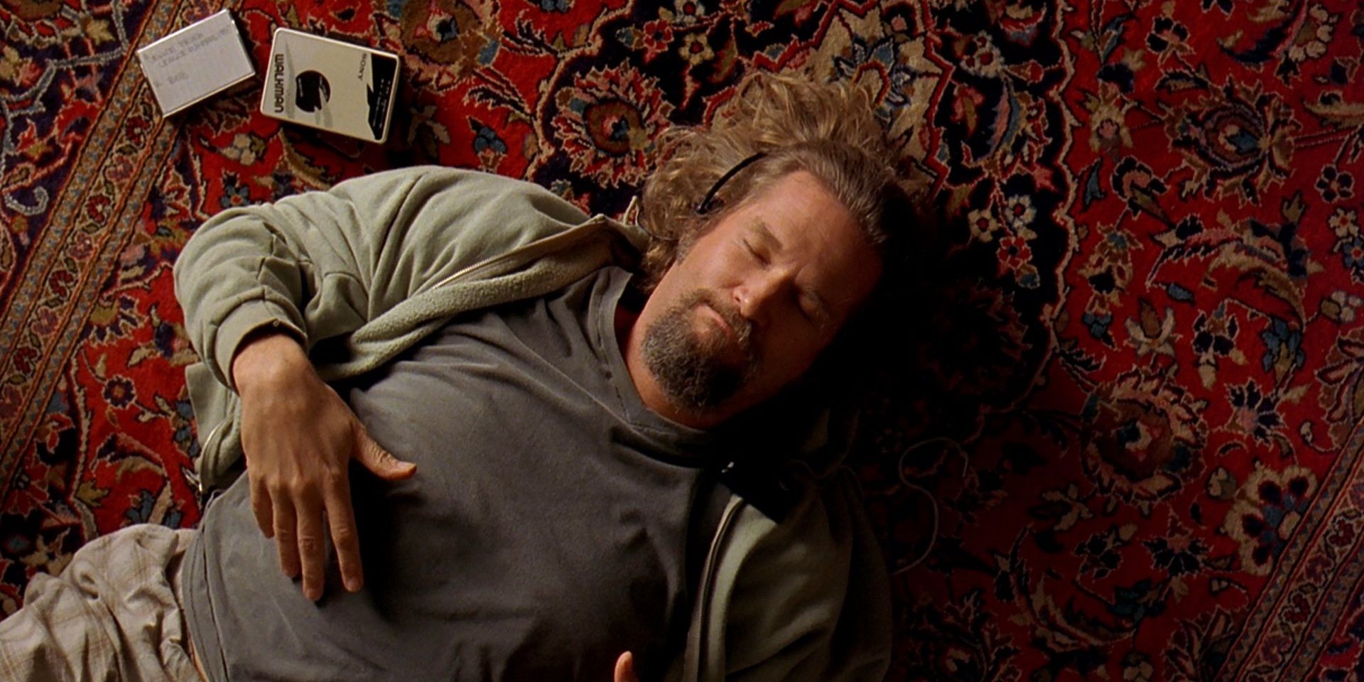 The Dude listening to music on his new rug in The Big Lebowski