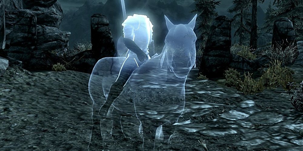The Headless Horseman riding through Skyrim