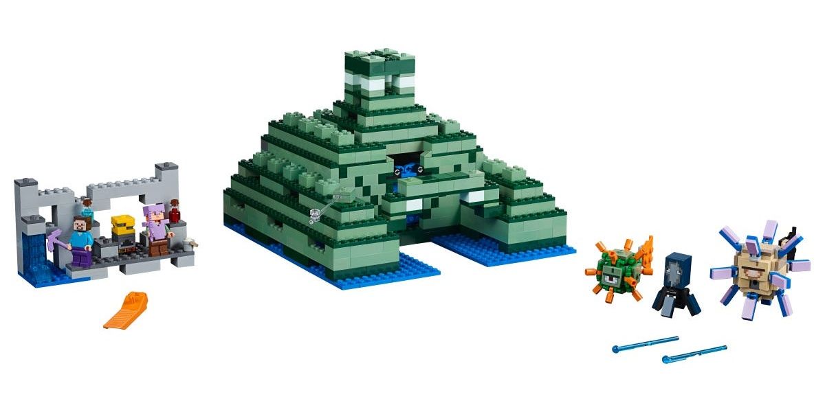 The Ocean Monument set with guardians, squid, and Minifigures Minecraft Lego