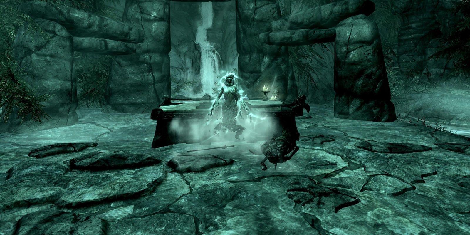 The Pale Lady in Skyrim next to the altar