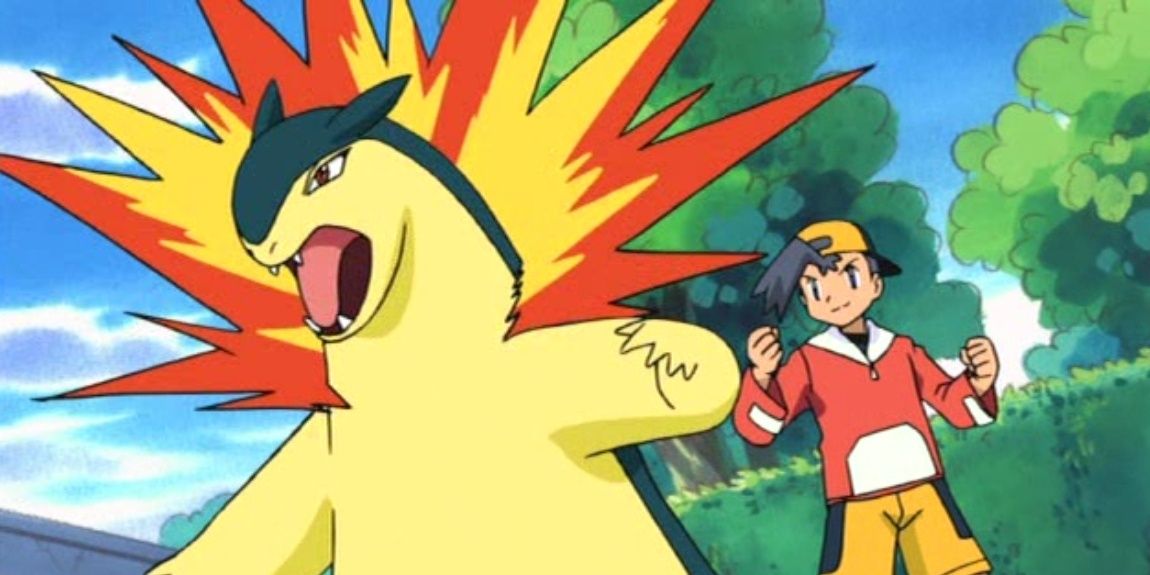 Pokemon Typhlosion in battle with flames out