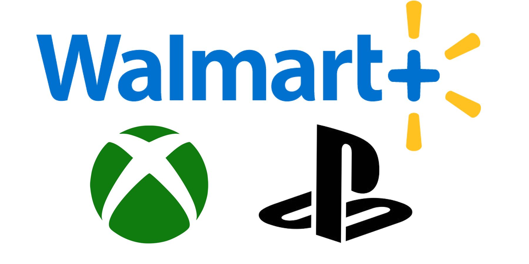 Walmart+ Xbox and PS5 logos