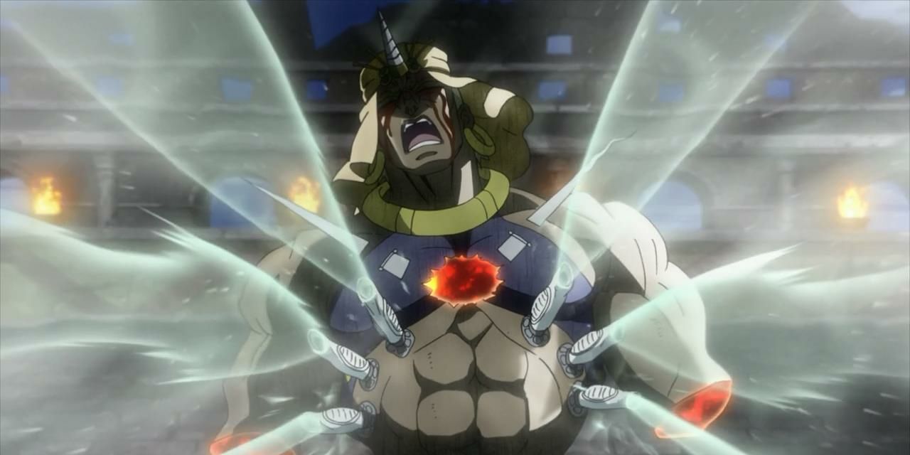 Jojo's Bizarre Adventure Wamuu using his ultimate technique against Joseph