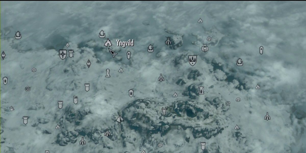 Yngvild location on the map in Skyrim