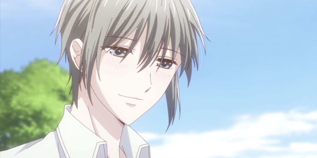 Yuki Sohma smiling outside Fruits Basket