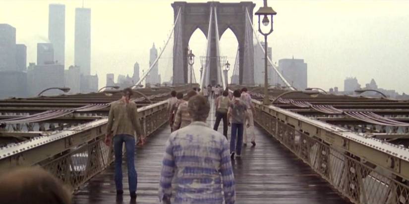Zombies on a bridge in Zombie Flesh Eaters