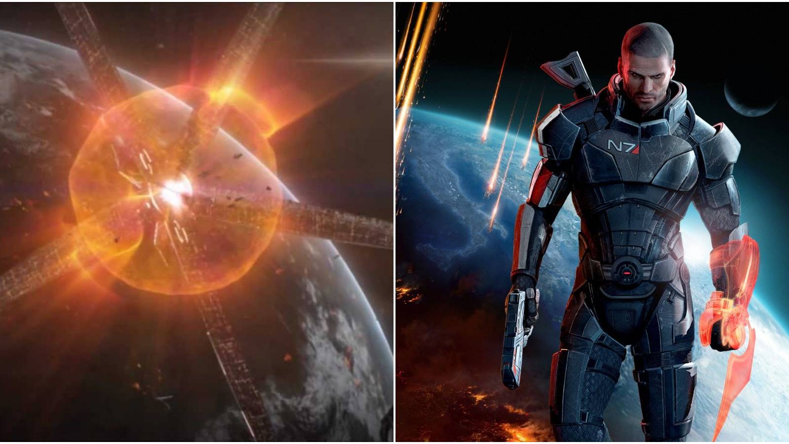 Split image of the catalyst and Shepard. 