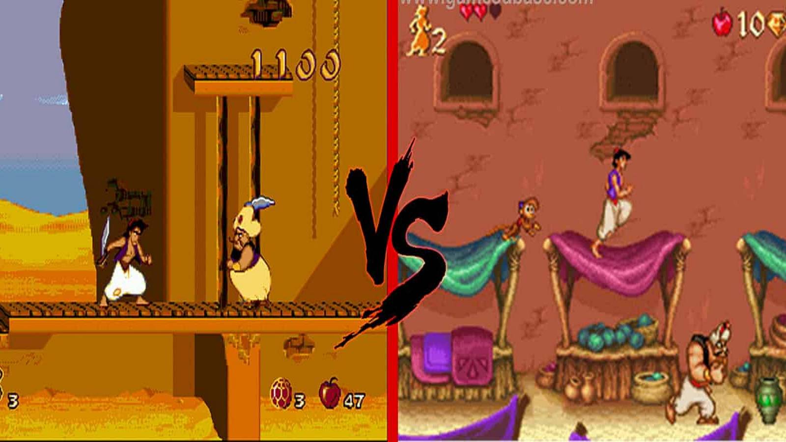 aladdin different versions sega genesis super nintendo