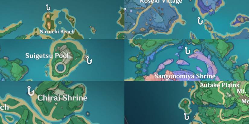 all six Medaka locations in Tsurumi Island