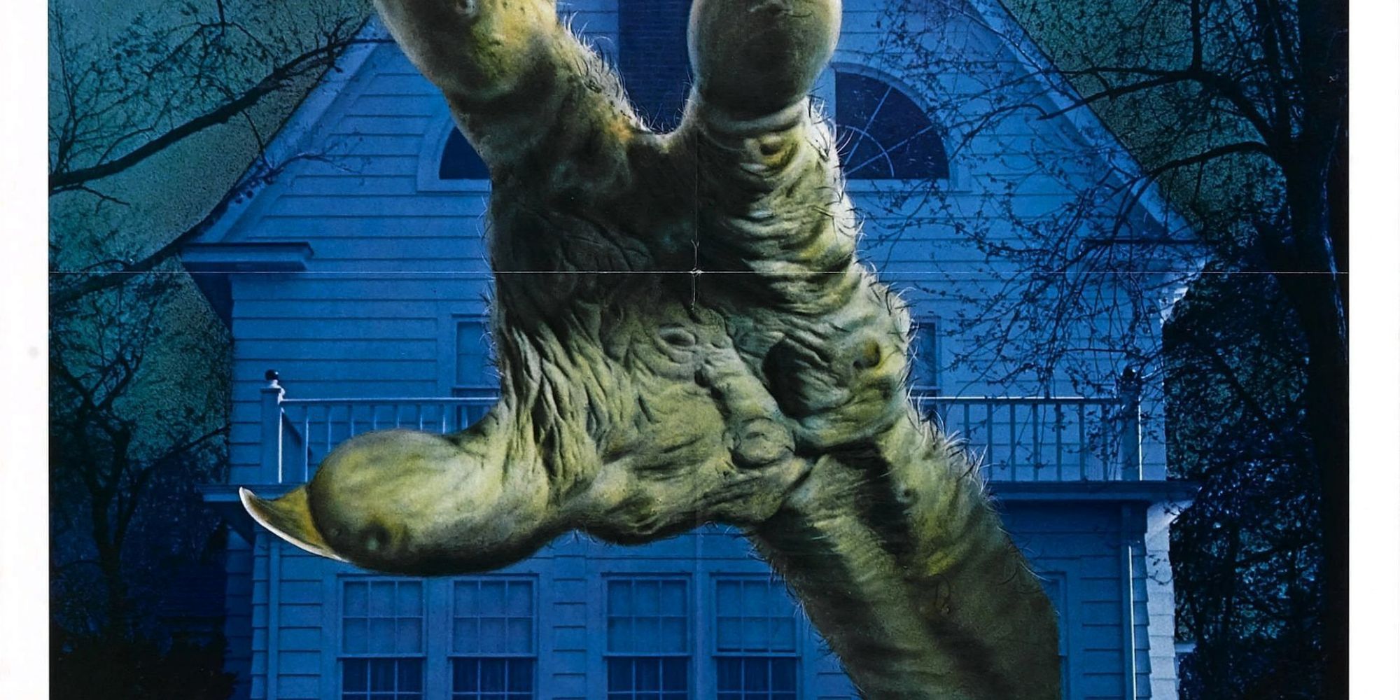 The theatrical poster for Amityville 3D, featuring a monstrous hand reaching from the house