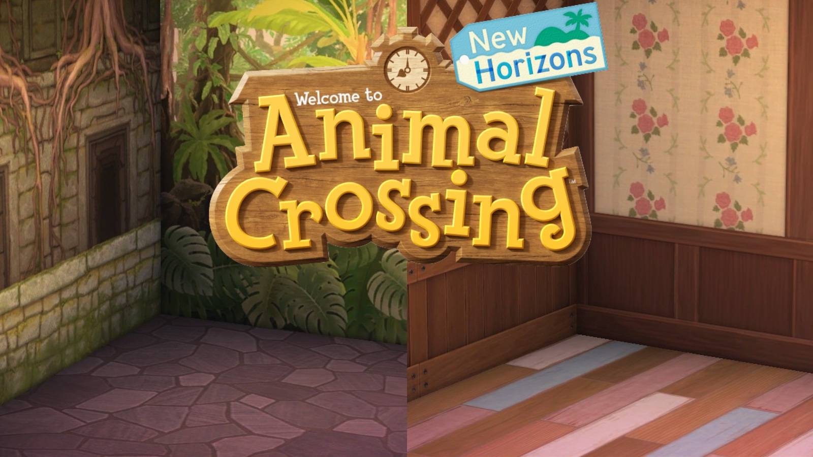 animal crossing new horizons accent walls and logo
