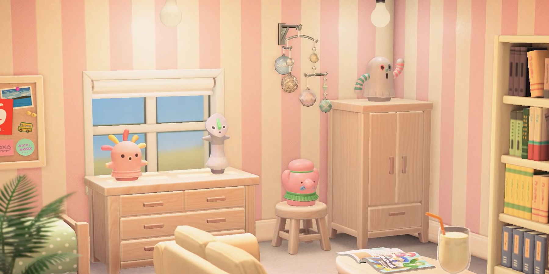 animal crossing new horizons gyroids striped room